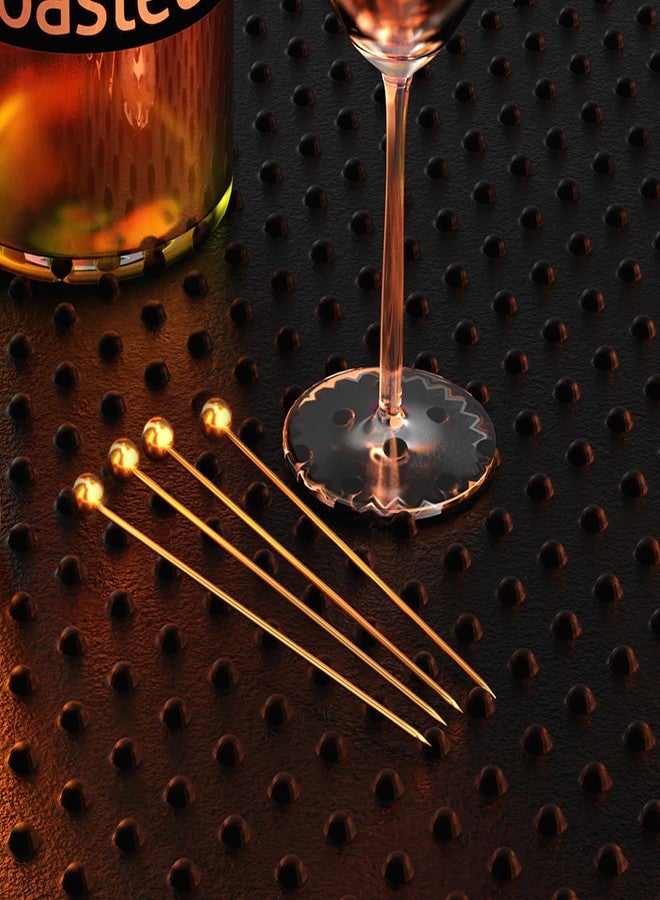 Hyintell 12PCS Stainless Steel Cocktail Toothpicks Reusable Cocktail Skewers Metal Martini Picks Garnish Picks Bloody Mary Skewers for Olives Appetizers Fruit (12 Round G) - Image 4